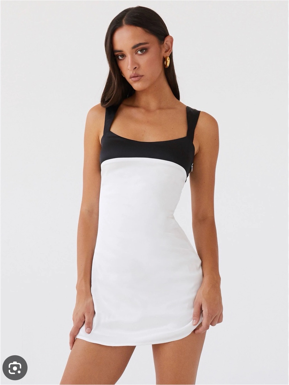 Peppermayo Black & White Square Neck Mini Dress